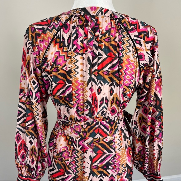 ZARA TRIBAL PRINT SLEEVED MINI DRESS SIZE SMALL - Picture 14 of 16